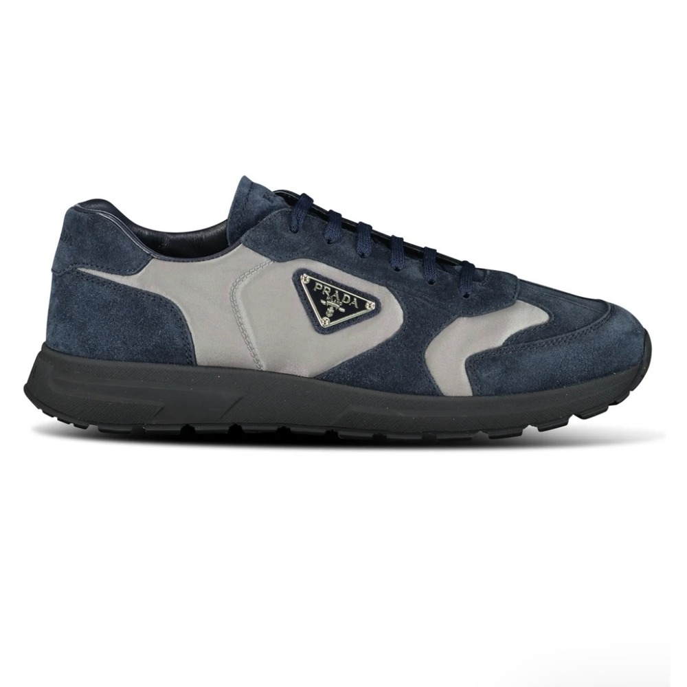Prada Prax 2.0 Blue Re-Nylon & Suede Sneakers 2EE455, UK 7 US 8